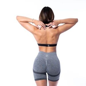 NWOT - BLACK RIBBED HALTER SPORTS BRA by Allure the Brand size small